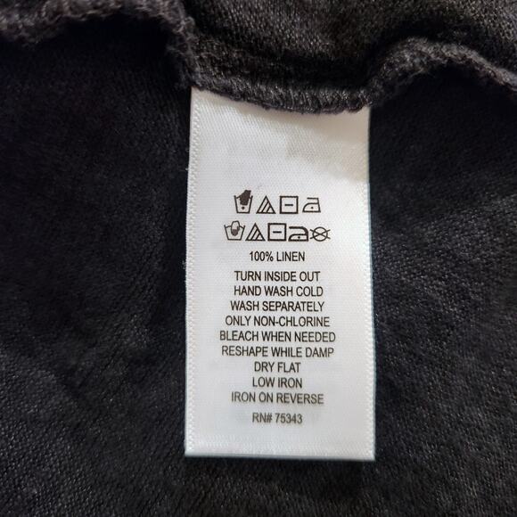 Tahari Womens Black 100% Linen V Neck Asymmetrical Top Size 1X Beach Coastal - Picture 5 of 9